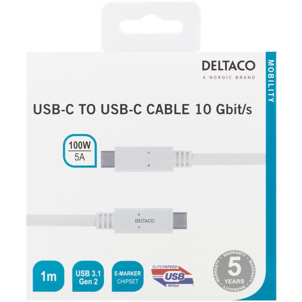 Usb-c - Cavo Usb-c, 1 M, Usb 3.1 Gen 2, Chipset E-marker, Bianco - Foto 4