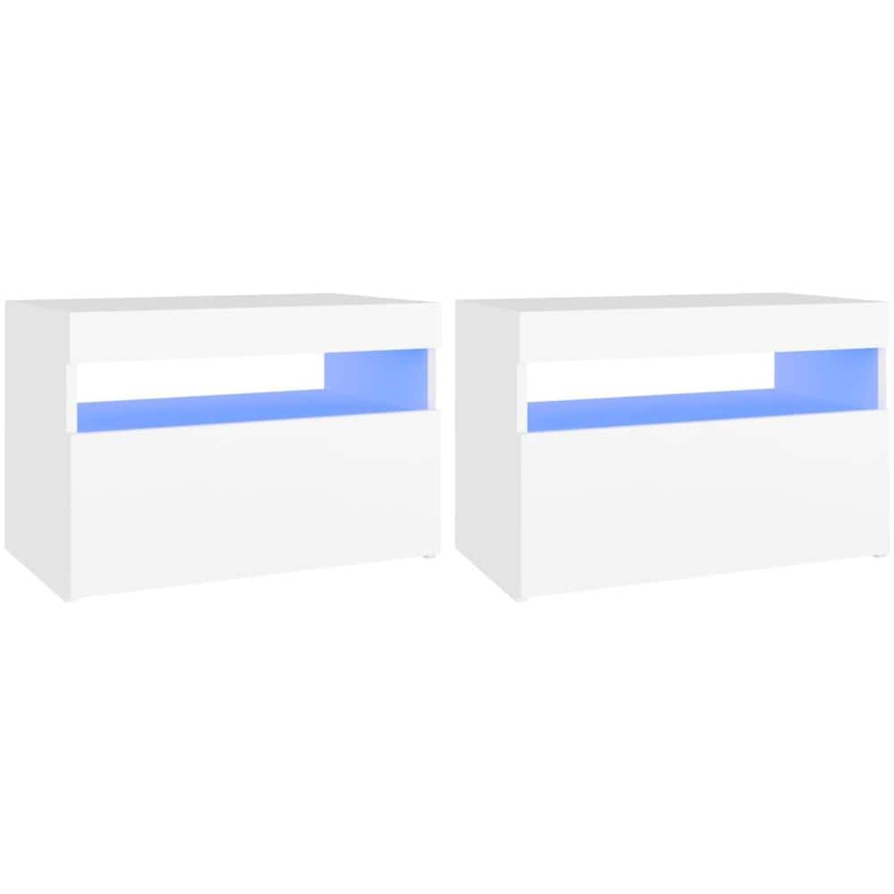 Comodini con Luci LED Bianco 60x35x40 cm in Legno Multistrato - Foto 2