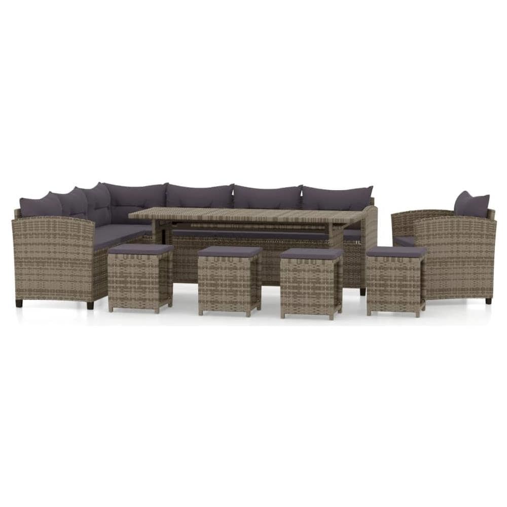 Set Divani Da Giardino 7 Pz Con Cuscini In Polyrattan Grigio - Foto 2