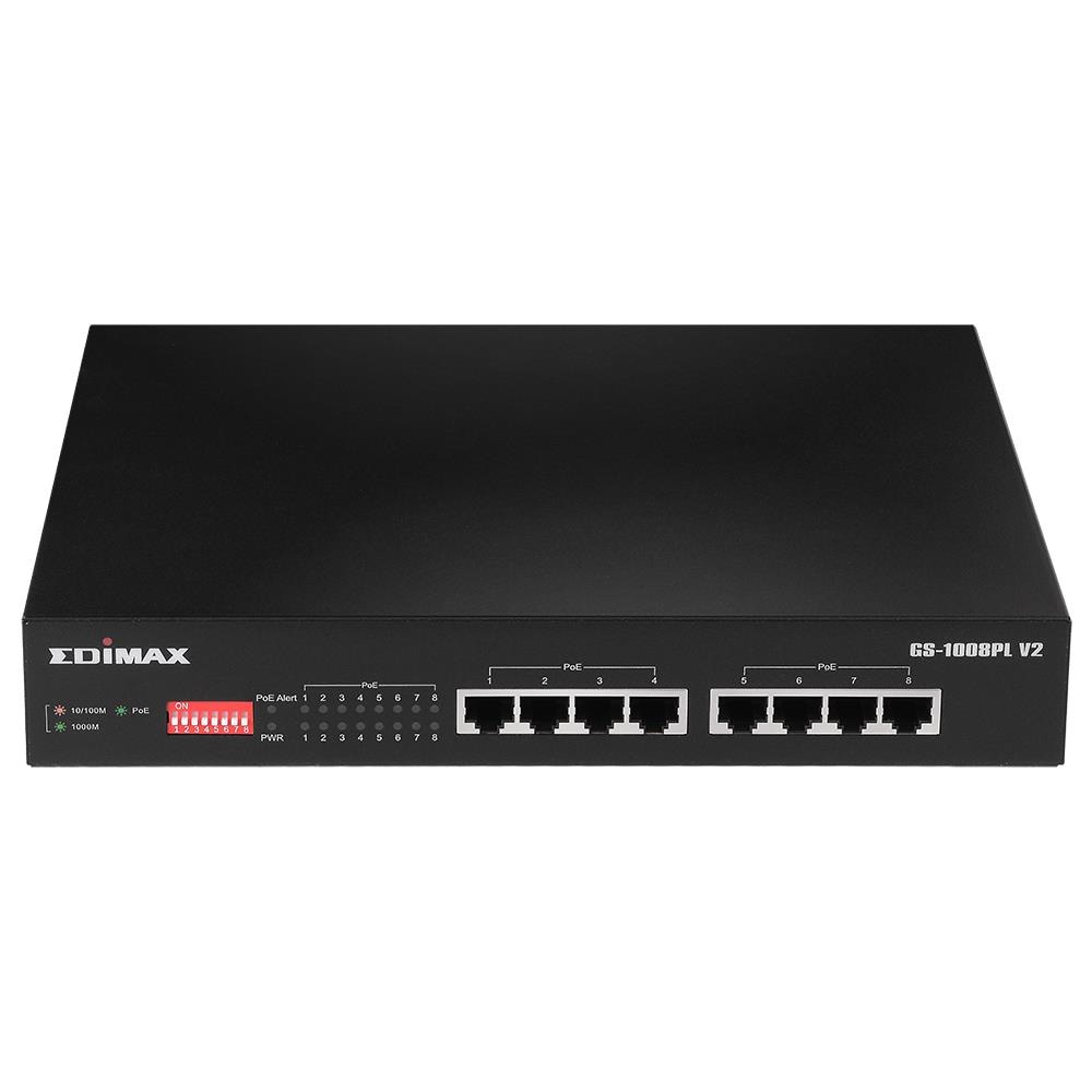 GS-1008PL V2 switch di rete Gestito L2 Gigabit Ethernet (10/100/1000) Supporto Power over Ethernet (PoE) 1U Nero - Foto 1