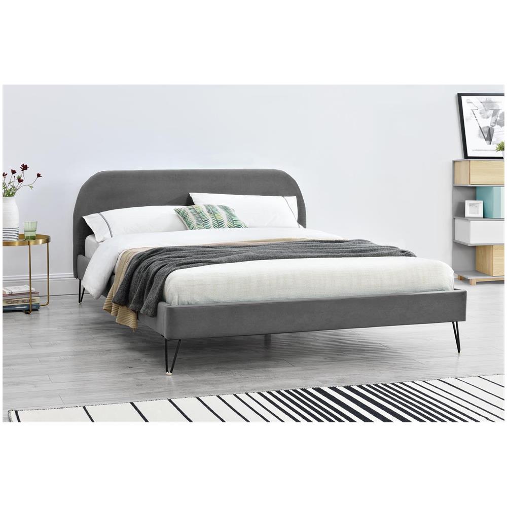 Phoenix Struttura Letto In Velluto Grigio E Piedi Neri 160x200 Cm - Foto 2