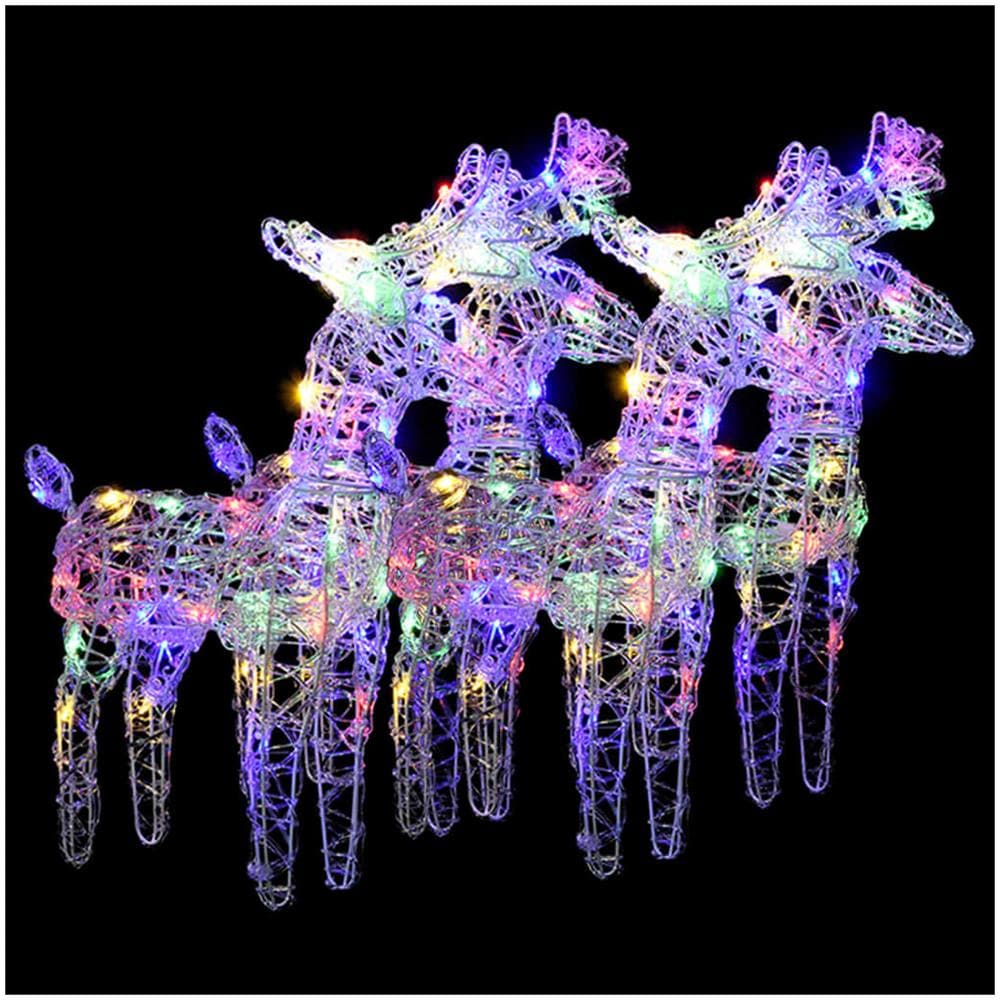 Renne Di Natale 4 Pz Multicolore 160 Led In Acrilico - Foto 2