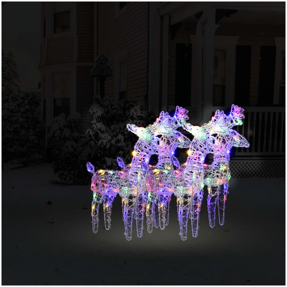 Renne Di Natale 4 Pz Multicolore 160 Led In Acrilico - Foto 1