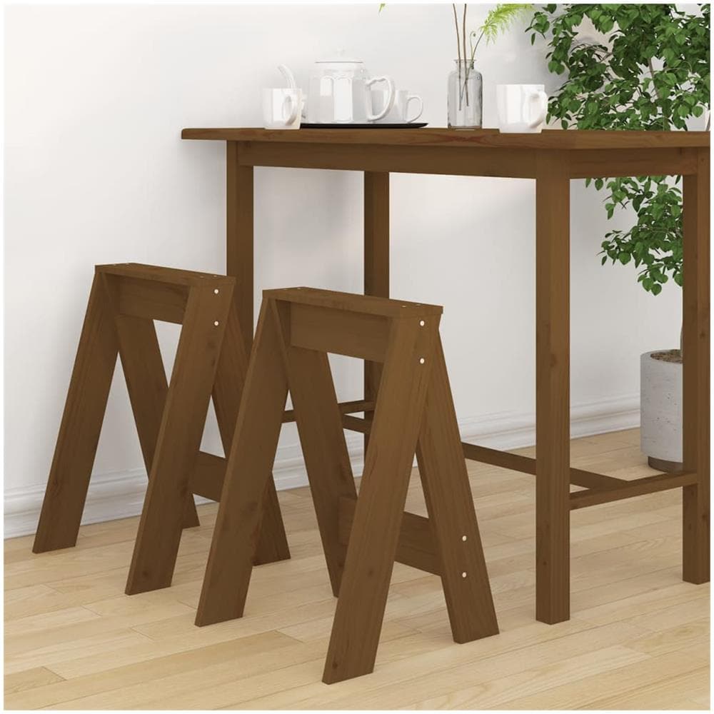 Sgabelli 2 Pz Miele 40x40x60 Cm In Legno Massello Di Pino - Foto 1