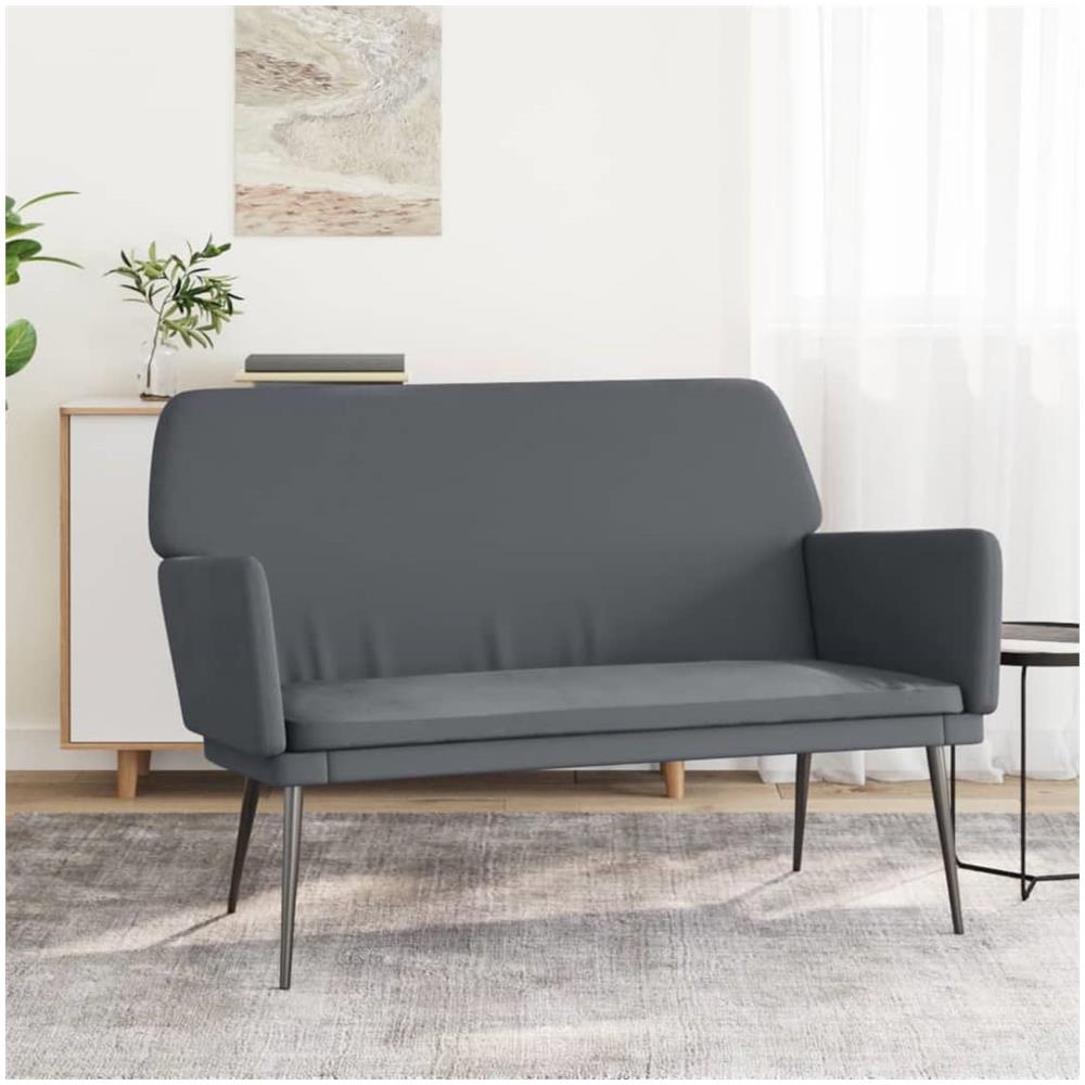 Panca Grigio Scuro 108x79x79 Cm In Velluto - Foto 1