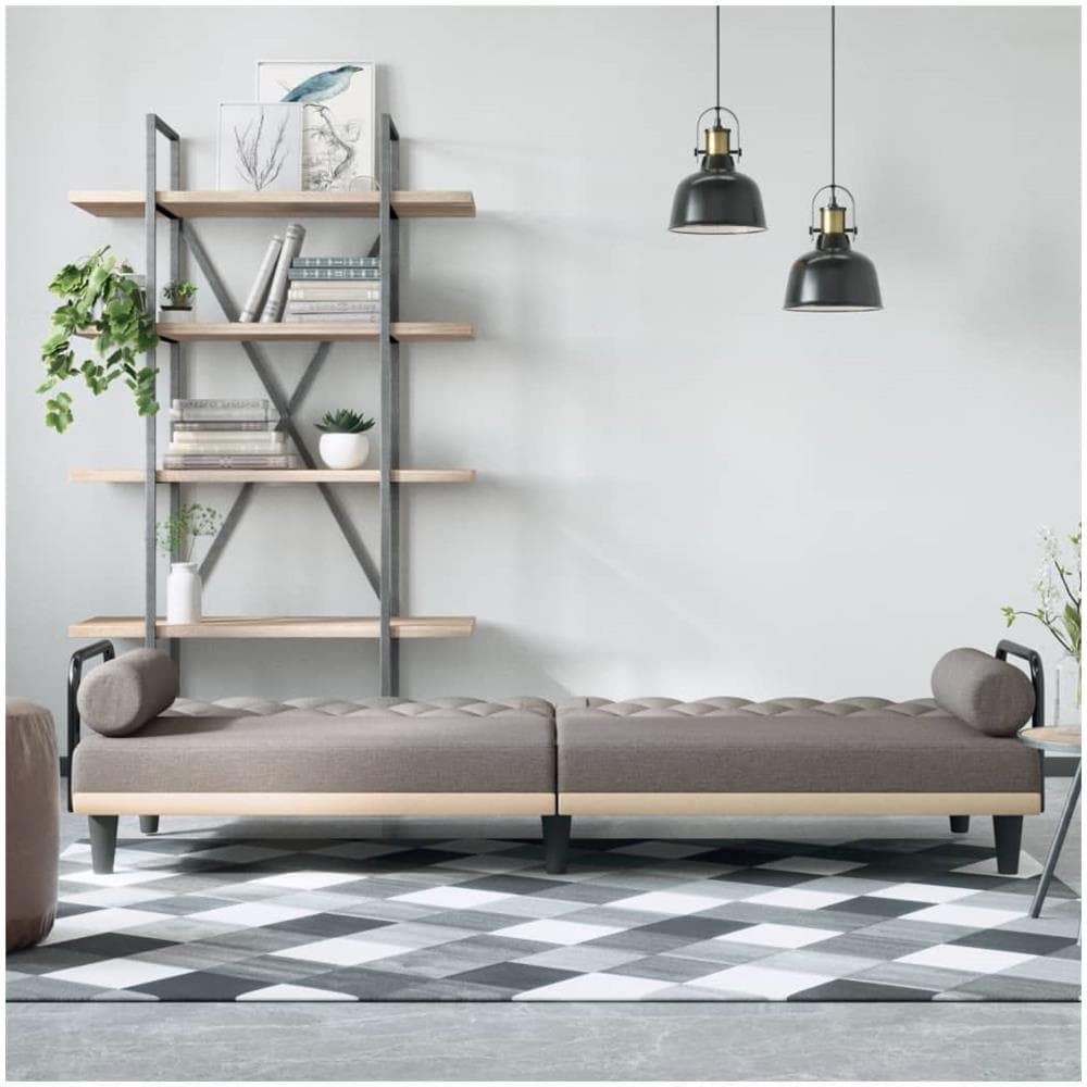 Divano Letto Con Braccioli Tortora In Tessuto - Foto 2