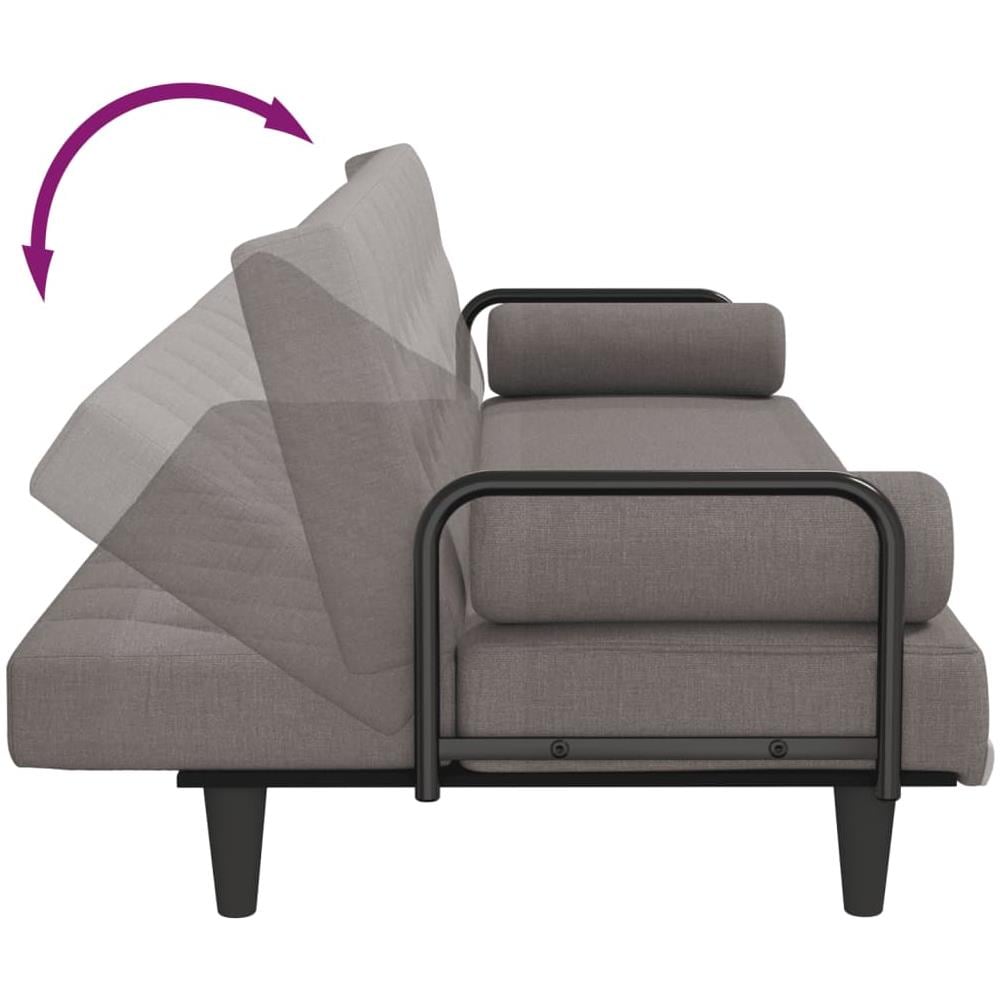 Divano Letto Con Braccioli Tortora In Tessuto - Foto 9