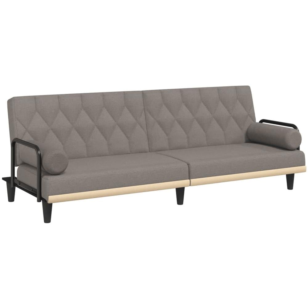 Divano Letto Con Braccioli Tortora In Tessuto - Foto 1