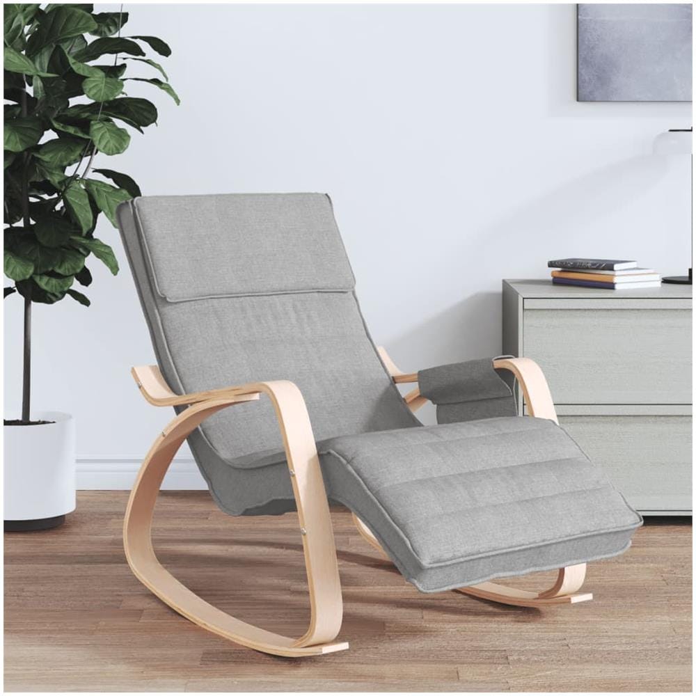 Sedia A Dondolo Grigio Chiaro In Tessuto - Foto 1