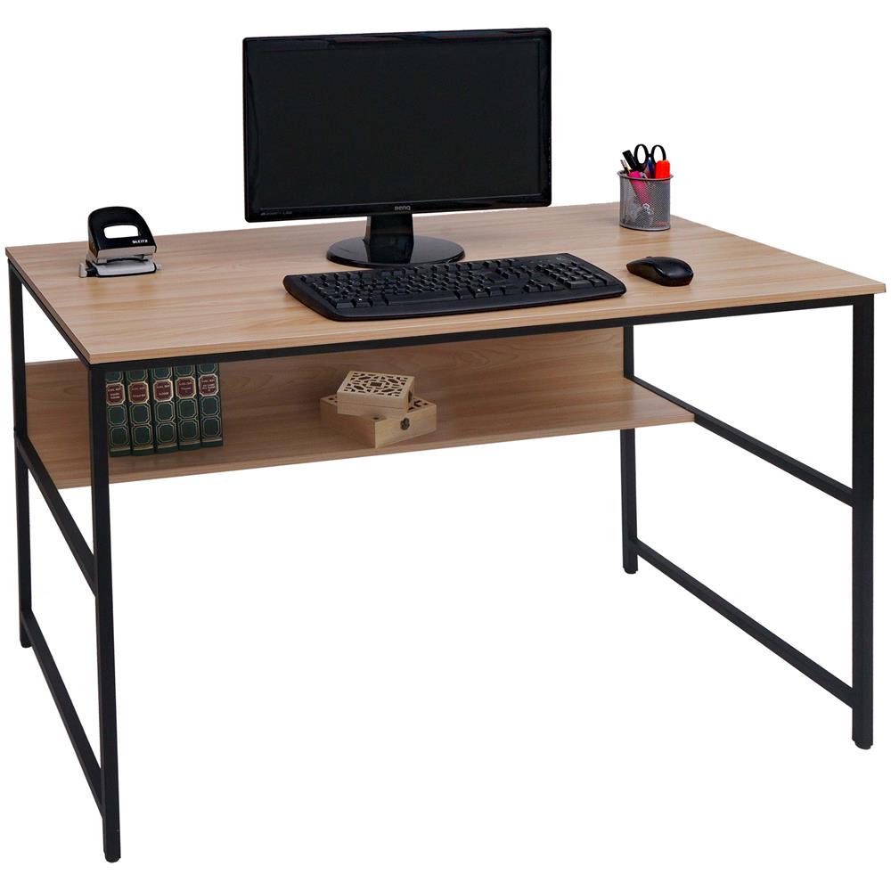 Scrivania toeletta consolle tavolino HWC-K69 94x82x51cm metallo MDF nero