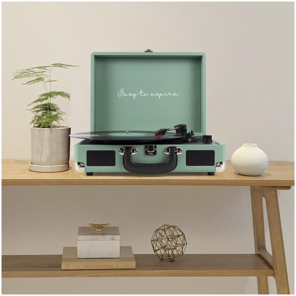 Giradischi Vintage VC400 Lettore e Convertitore di Vinili Bluetooth USB Radio FM 2 Altoparlanti Integrati Colore Mint - Foto 10