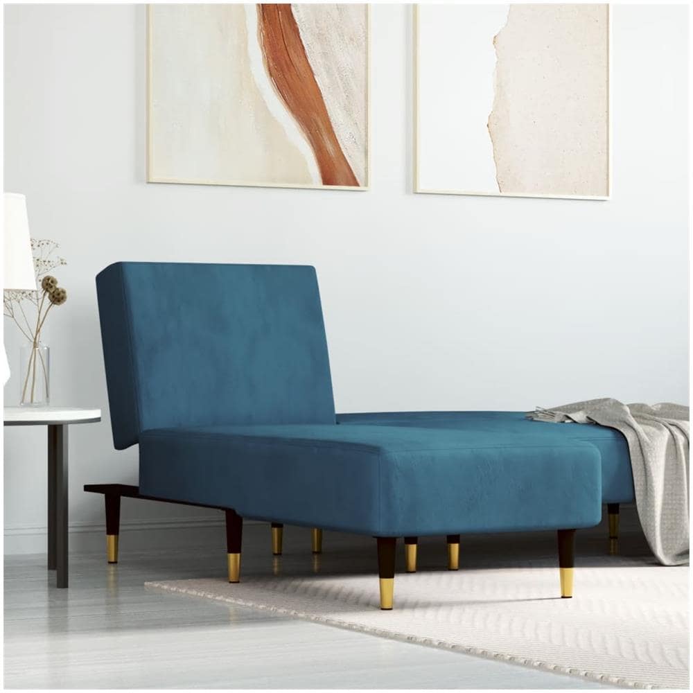 Chaise Longue In Velluto Blu - Foto 1