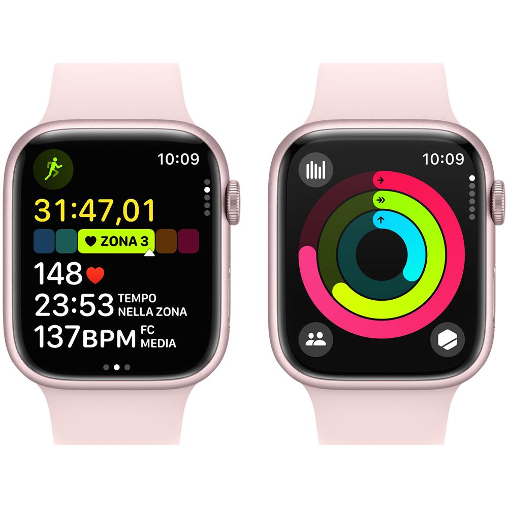 Watch Series 9 GPS + Cellular Cassa 45mm in Alluminio Rosa con Cinturino Sport Rosa Confetto - M /L - Foto 5
