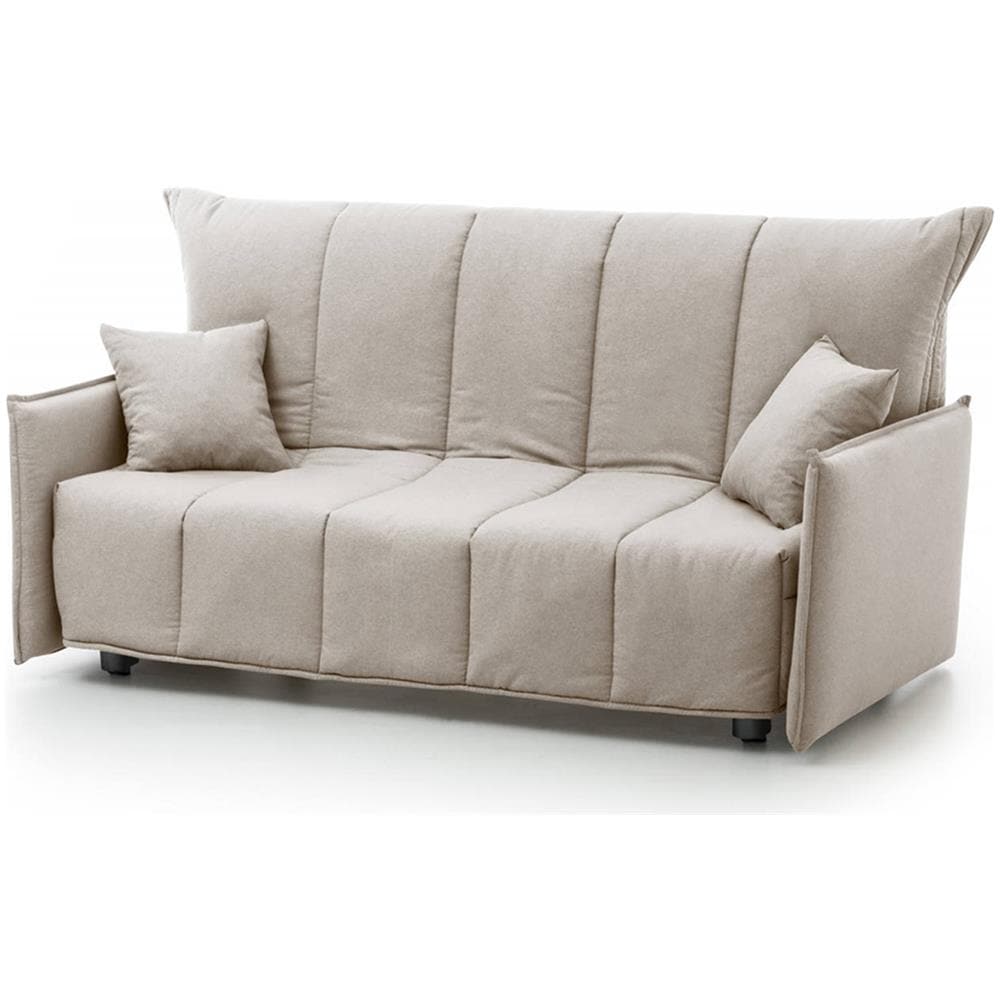 Divano Letto Alissa, Divano A 2 Posti, 100% Made In Italy, Sofà Soggiorno Con Apertura A Carrello, In Tessuto Imbottito, Con Braccioli Standard, Cm 150x90h85, Beige - Foto 2