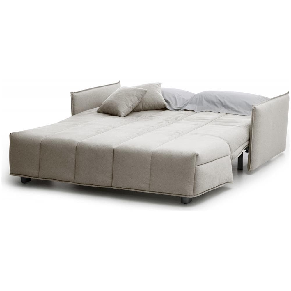 Divano Letto Alissa, Divano A 2 Posti, 100% Made In Italy, Sofà Soggiorno Con Apertura A Carrello, In Tessuto Imbottito, Con Braccioli Standard, Cm 150x90h85, Beige - Foto 4