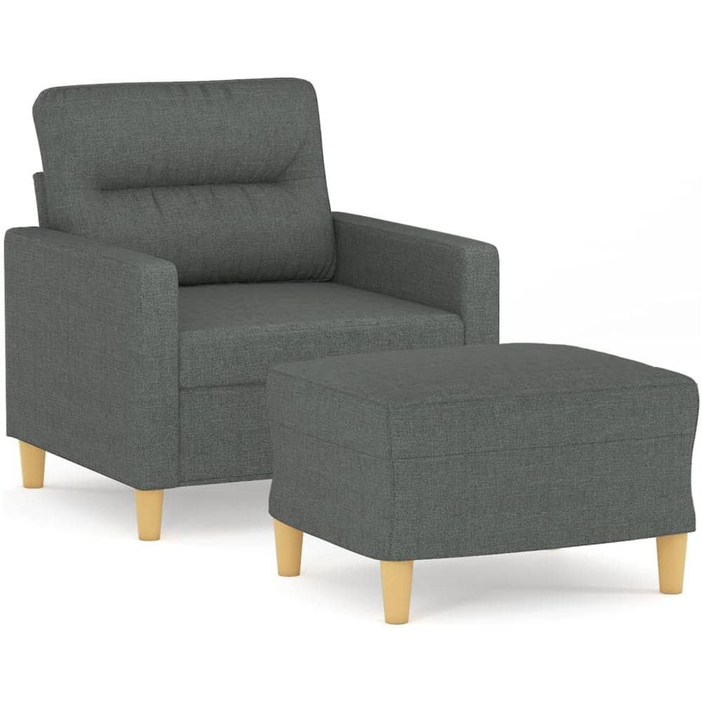 Poltrona Con Poggiapiedi Grigio Scuro 60 Cm In Tessuto - Foto 2