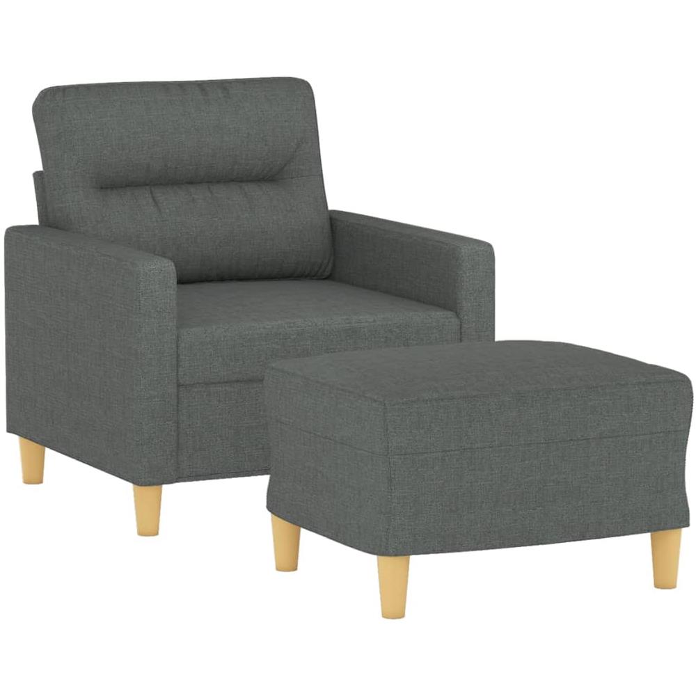 Poltrona Con Poggiapiedi Grigio Scuro 60 Cm In Tessuto - Foto 3