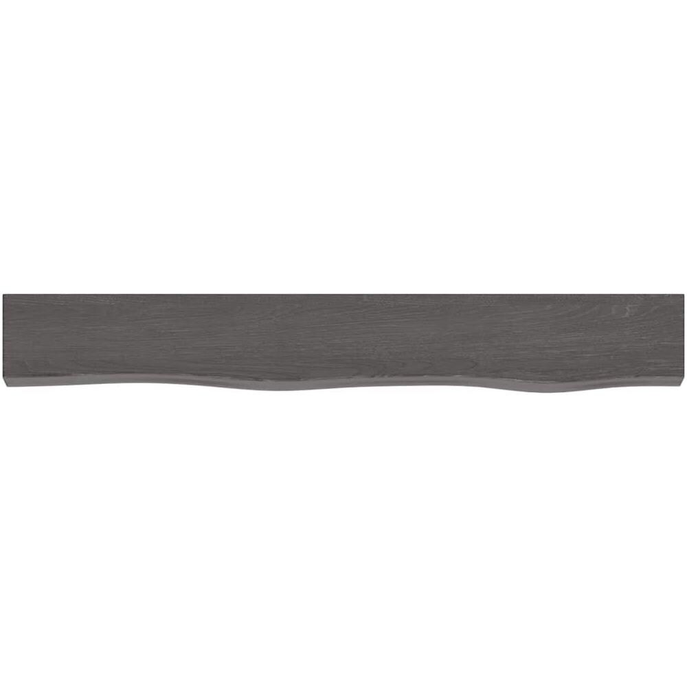 Ripiano Muro Marrone Scuro 80x10x2 cm Massello Rovere Trattato - Foto 2
