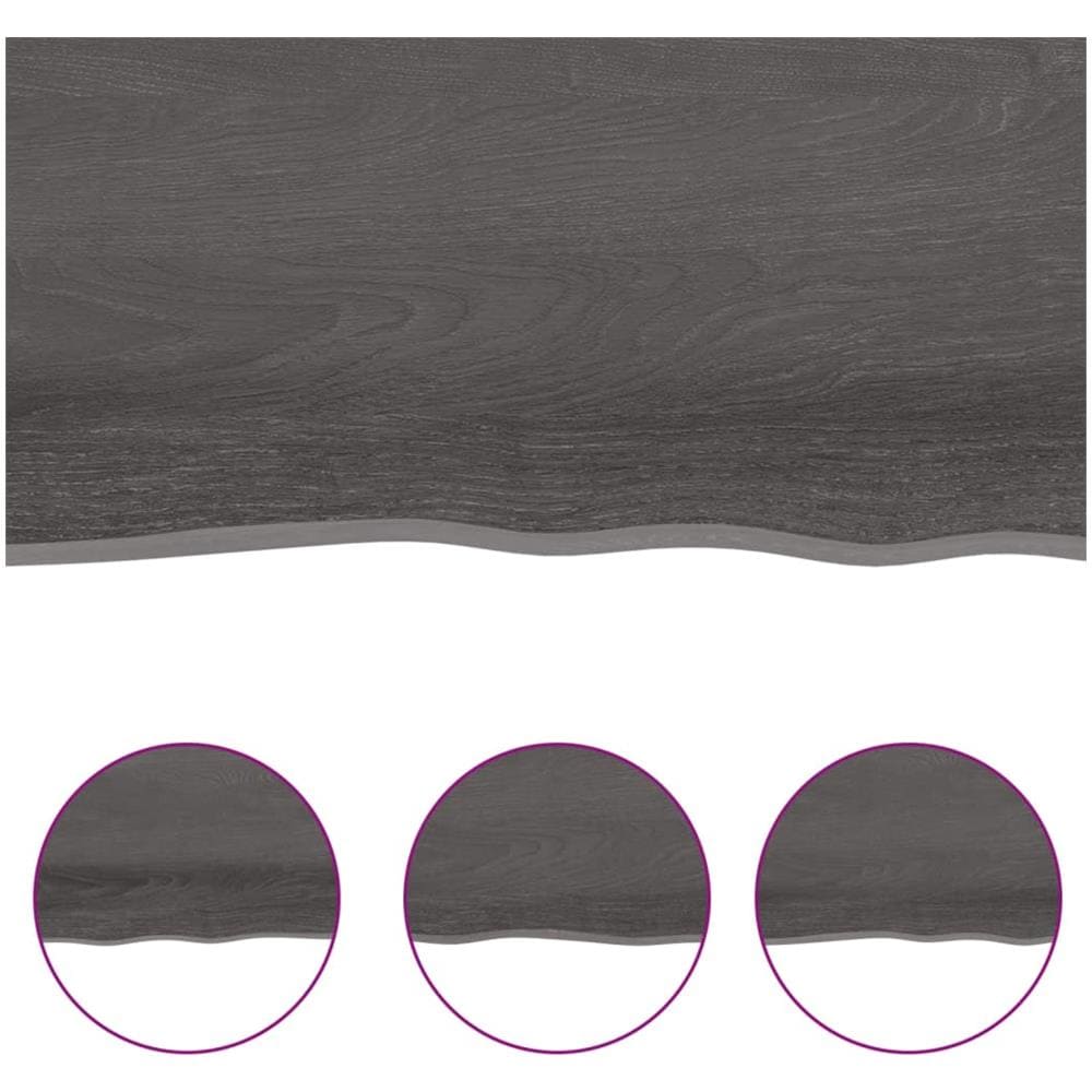 Ripiano Muro Marrone Scuro 80x10x2 cm Massello Rovere Trattato - Foto 3