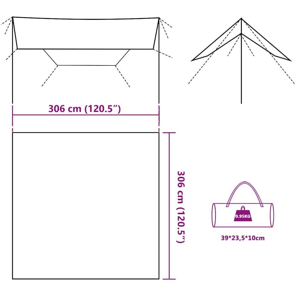 Telone da Campeggio Verde Oliva 306x306 cm Impermeabile - Foto 10