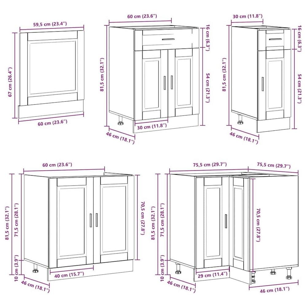 Set Mobili da Cucina 11 pz Porto Grigio Cemento in Truciolato - Foto 10