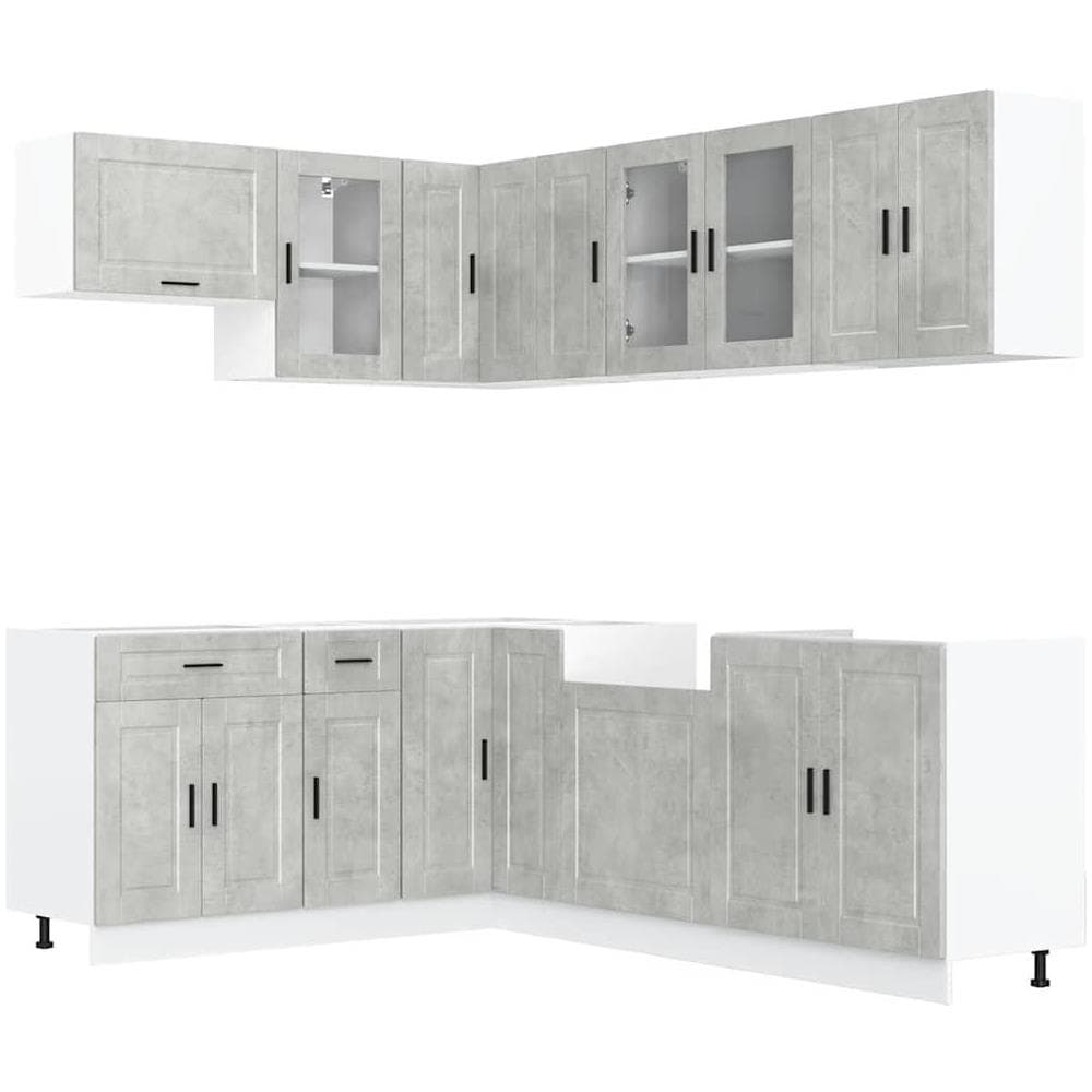 Set Mobili da Cucina 11 pz Porto Grigio Cemento in Truciolato - Foto 1
