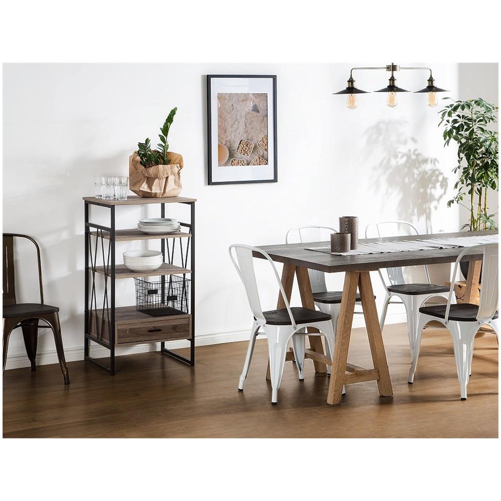 Scaffale A 4 Mensole In Color Legno Grigio-marrone Con Un Cassetto Keene - Foto 1