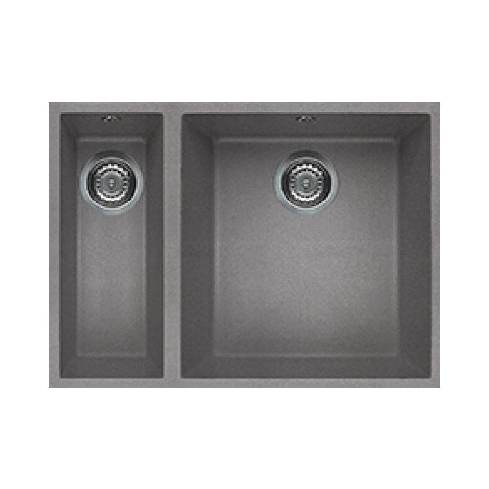 Lavello Quadra 150 Granitek Sottotop 56x44 cm 2 vasche Colore Grigio Cemento 48 - Foto 1