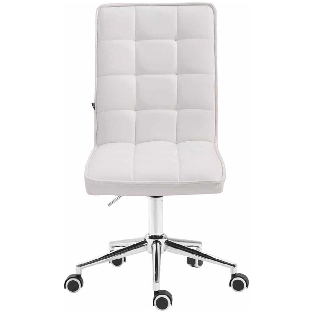 Sgabello da Lavoro Peking V2 in Similpelle - Sgabello Ufficio Imbottito - Sedia Studio da Scrivania Regolabile e con Ruote Bianco - Foto 2
