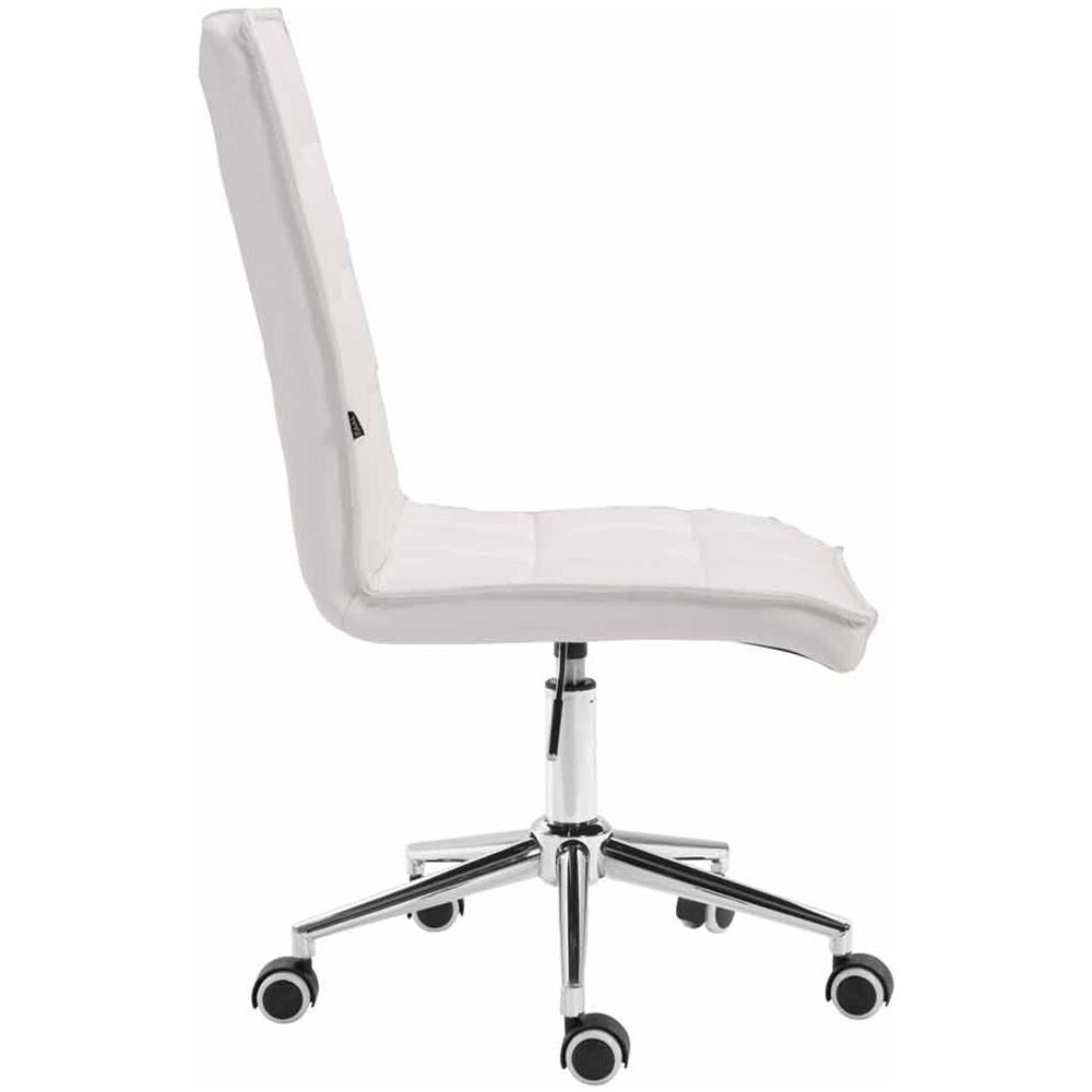 Sgabello da Lavoro Peking V2 in Similpelle - Sgabello Ufficio Imbottito - Sedia Studio da Scrivania Regolabile e con Ruote Bianco - Foto 3