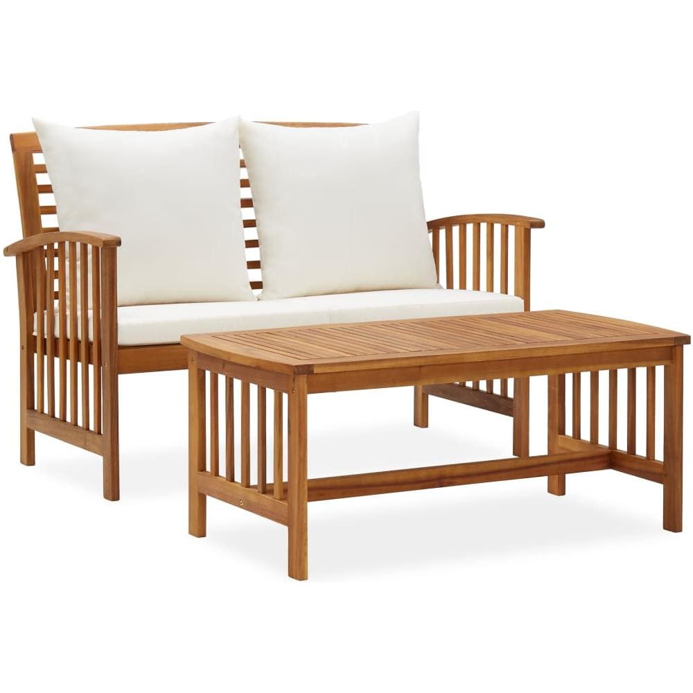 Set Divani Da Giardino 2 Pz Con Cuscini In Massello Di Acacia - Foto 1