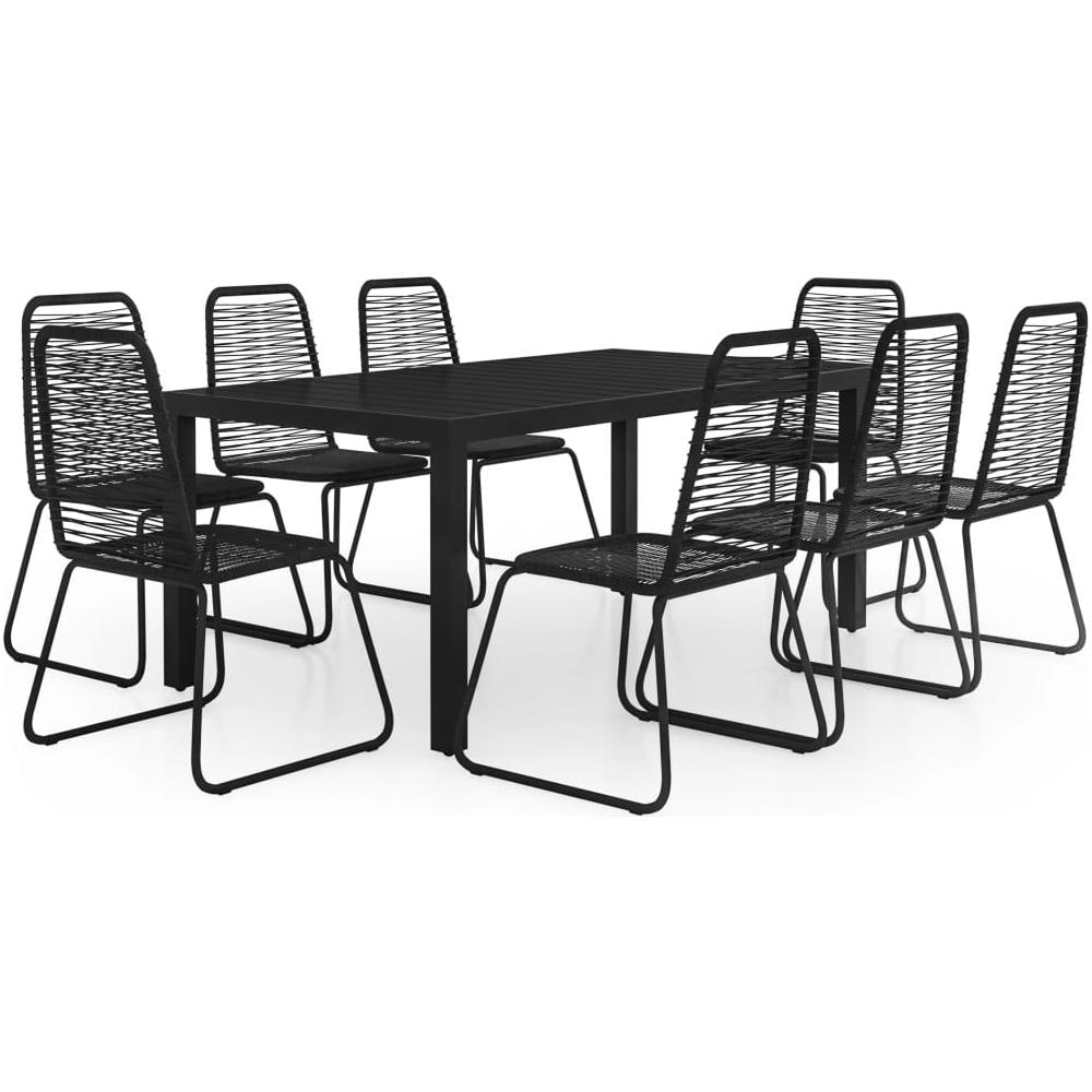 Set Da Pranzo Da Giardino 9 Pz In Rattan Pvc Nero - Foto 1