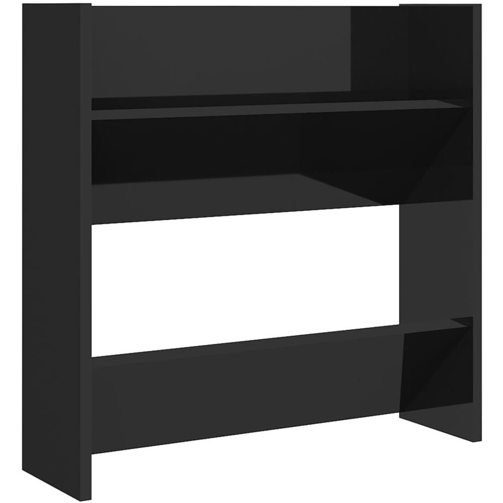 Scarpiere a Muro 2pz Nero Lucido 60x18x60cm Legno Multistrato - Foto 7
