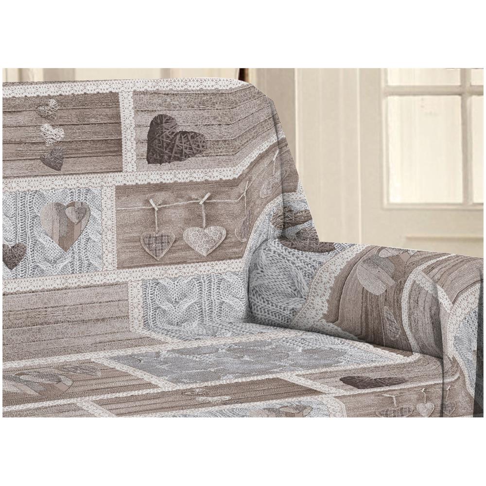 Telo Arredo Multiuso Linea Pensieri Delicati In 100% Cotone Disegno Shabby Love Singolo Beige - Foto 5