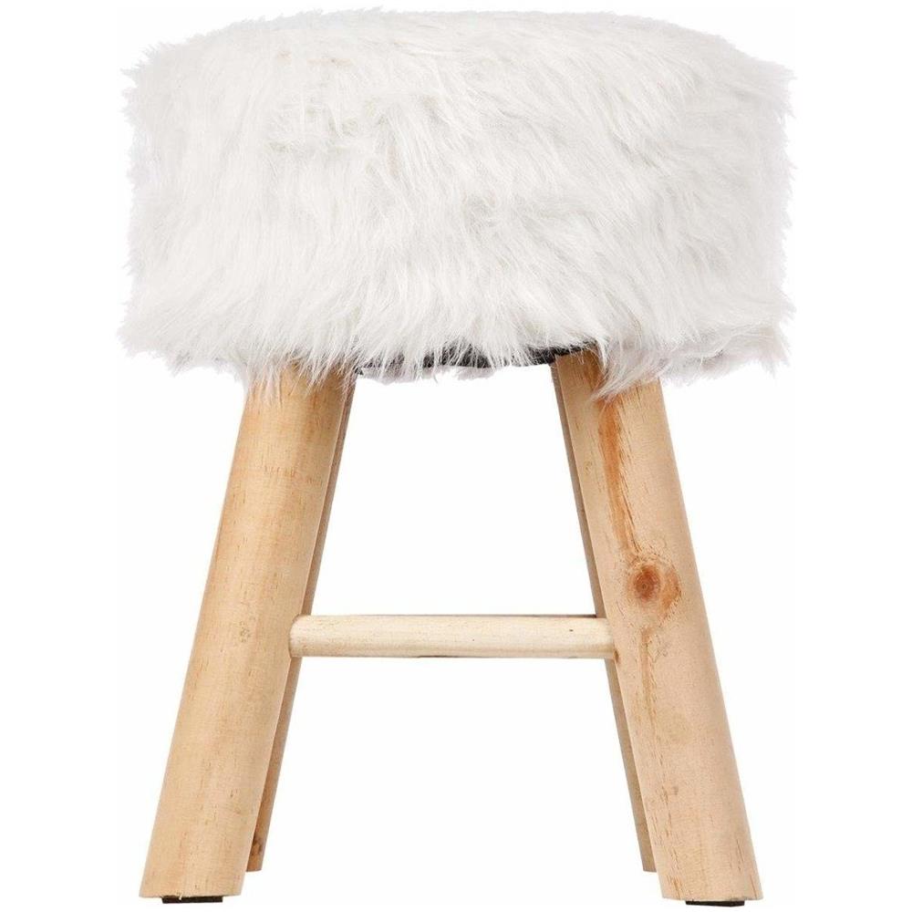 Taboret Per Sedersi Con Piccolo Tacco A La Pelliccia, Habitat Universale In Colore Bianco. - Foto 2