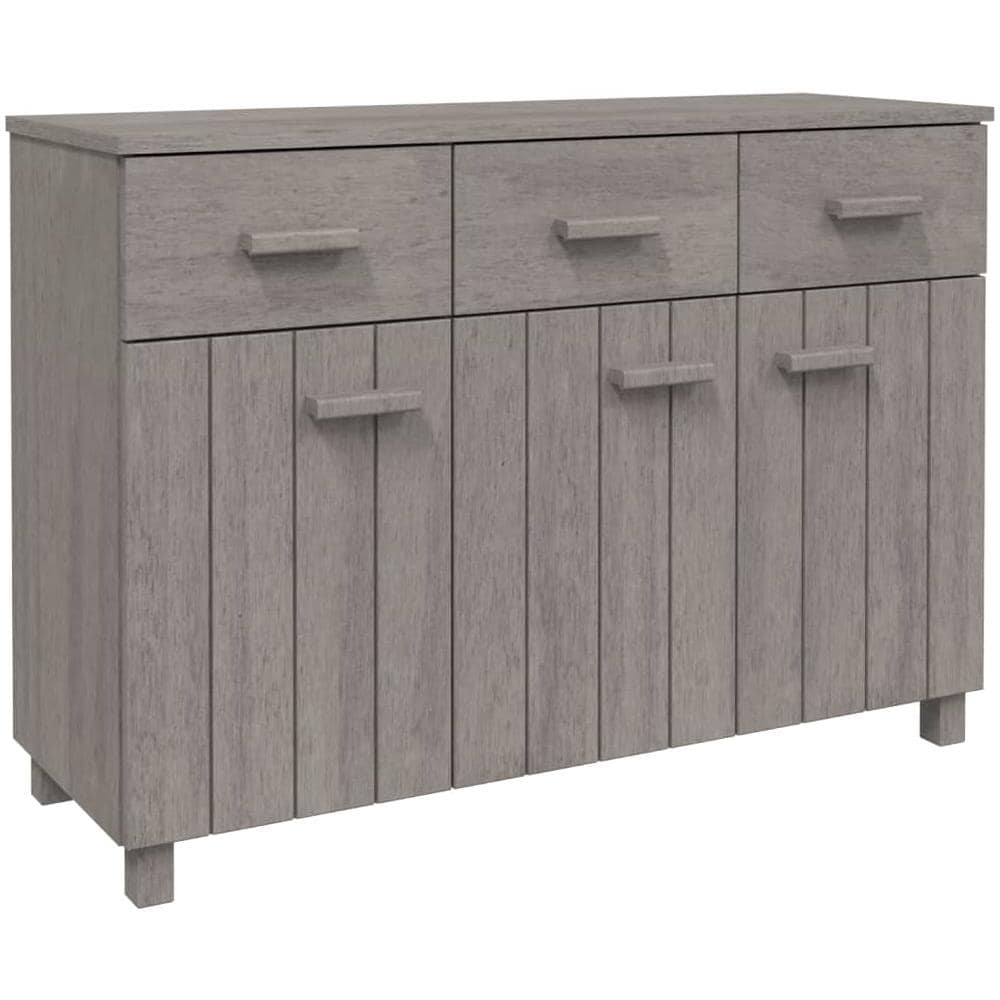 Credenza Grigio Chiaro 113x40x80 Cm In Legno Massello Di Pino - Foto 2