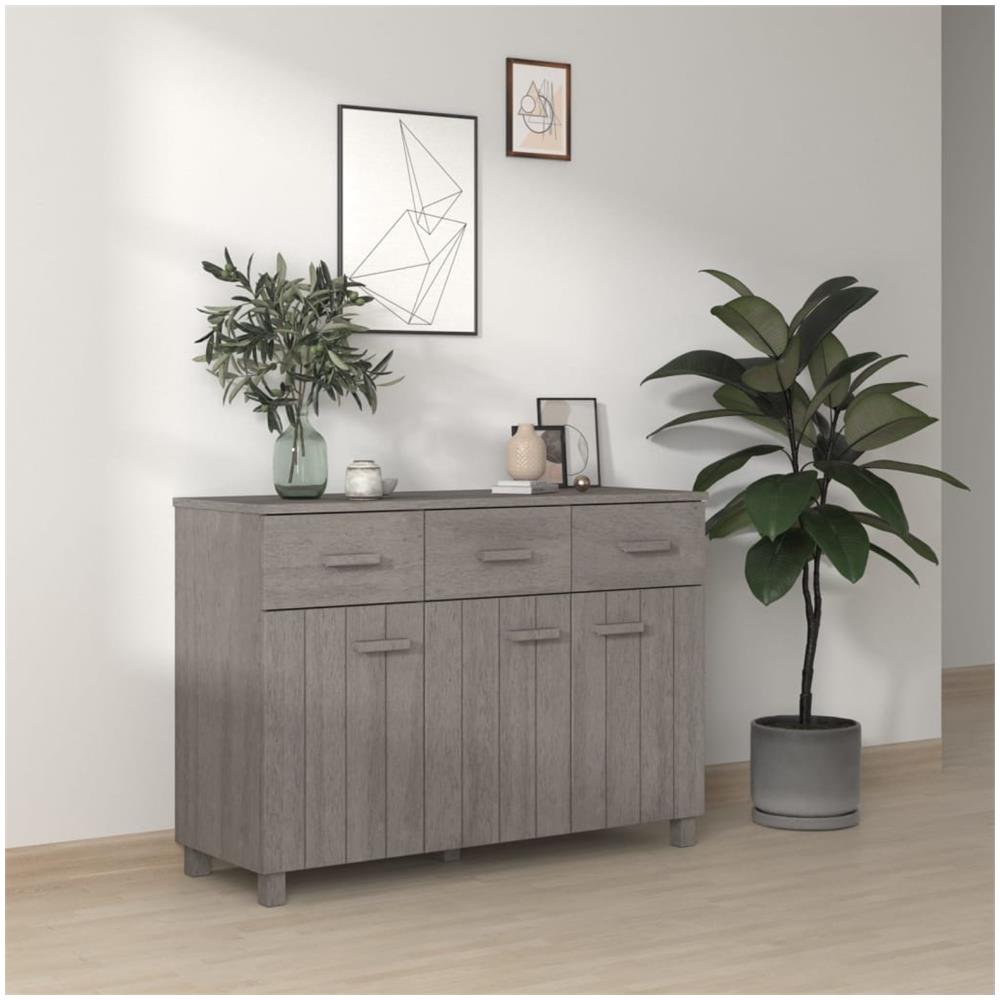 Credenza Grigio Chiaro 113x40x80 Cm In Legno Massello Di Pino - Foto 1