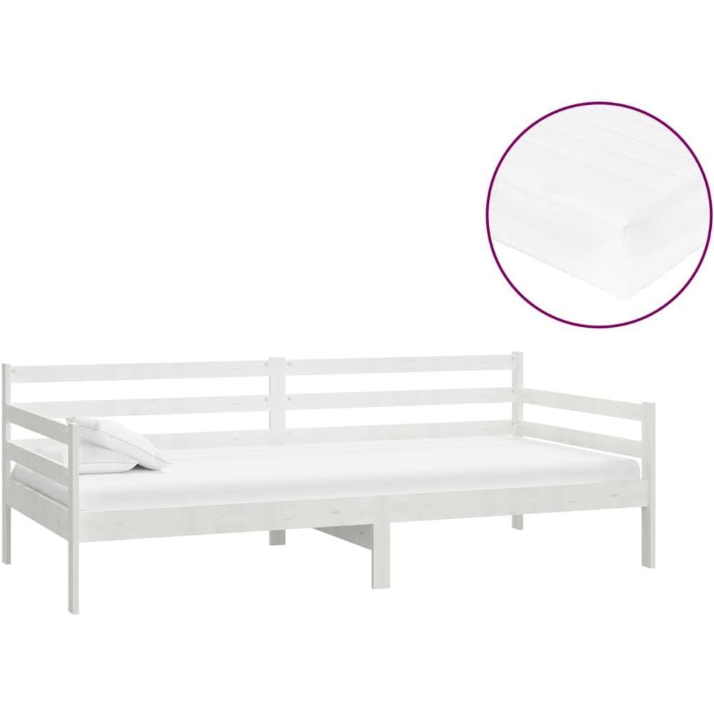 Divano Letto Con Materasso 90x200 Cm Bianco In Massello Di Pino - Foto 2