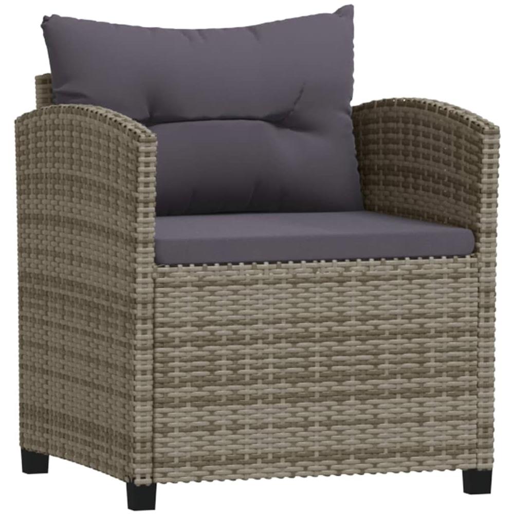 Set Divani Da Giardino 3 Pz Con Cuscini In Polyrattan Grigio - Foto 3