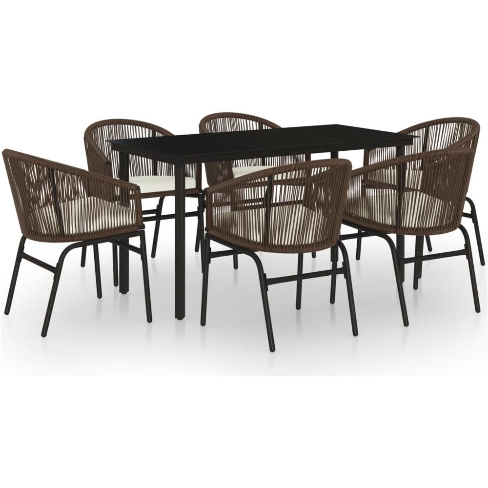Set Mobili Da Pranzo Per Giardino 7 Pz Marrone - Foto 2