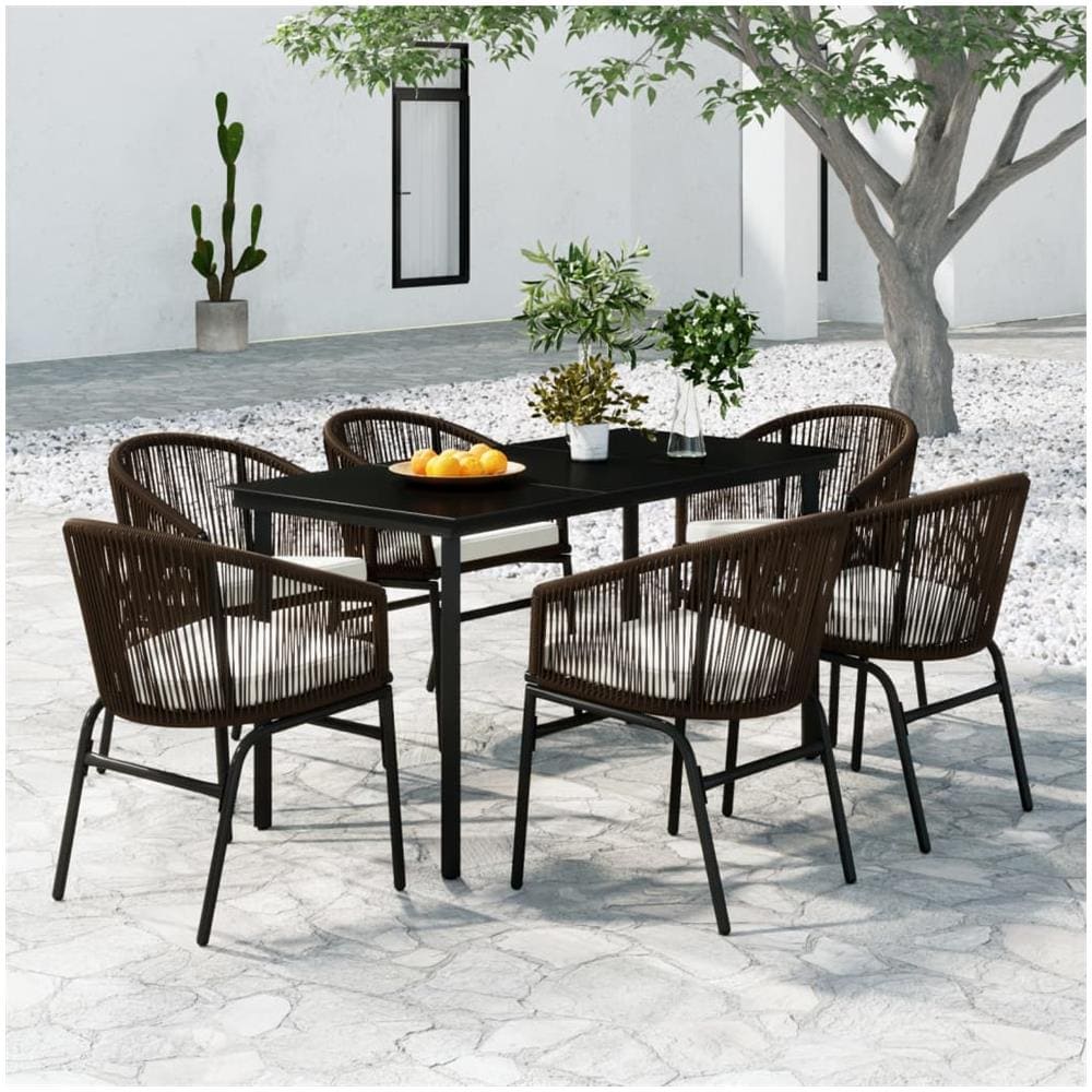 Set Mobili Da Pranzo Per Giardino 7 Pz Marrone - Foto 1