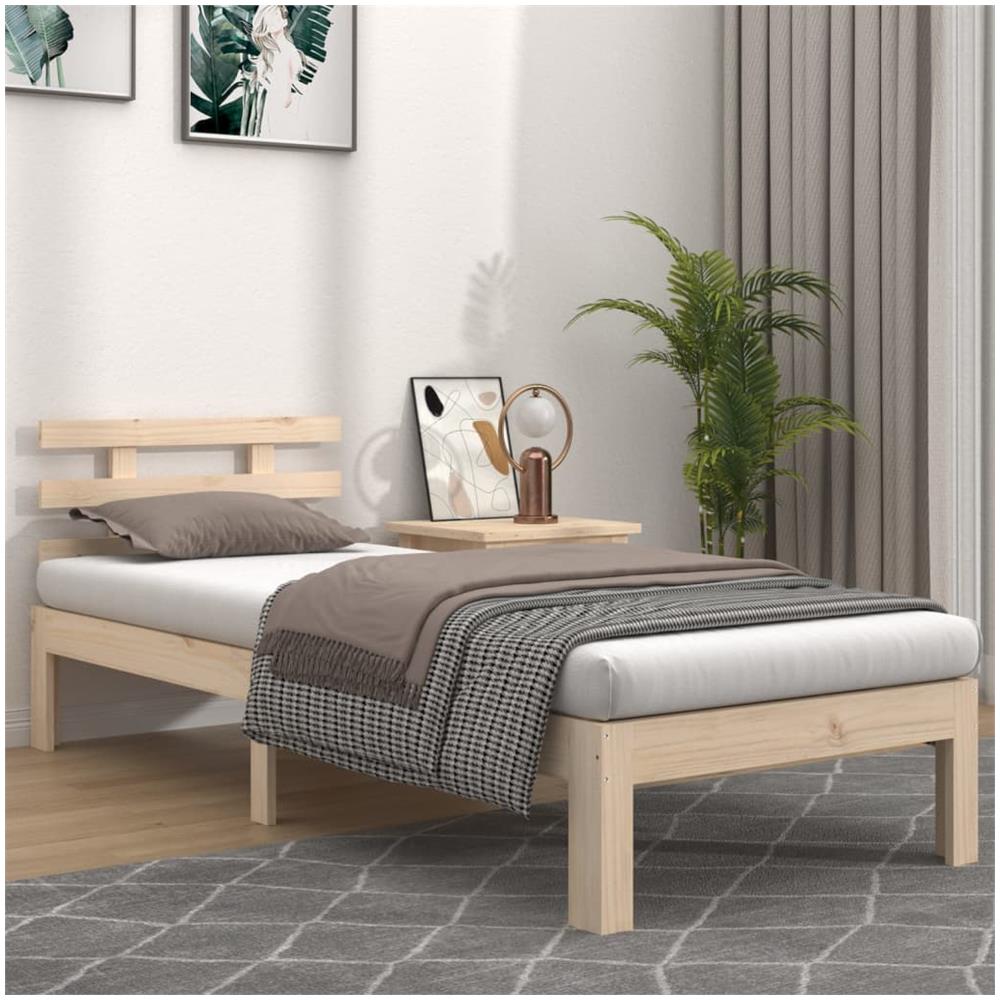 Giroletto In Legno Massello Di Pino 140x190 Cm – Testiera Alta, Design Rustico E Naturale, Robusto E Stabile
