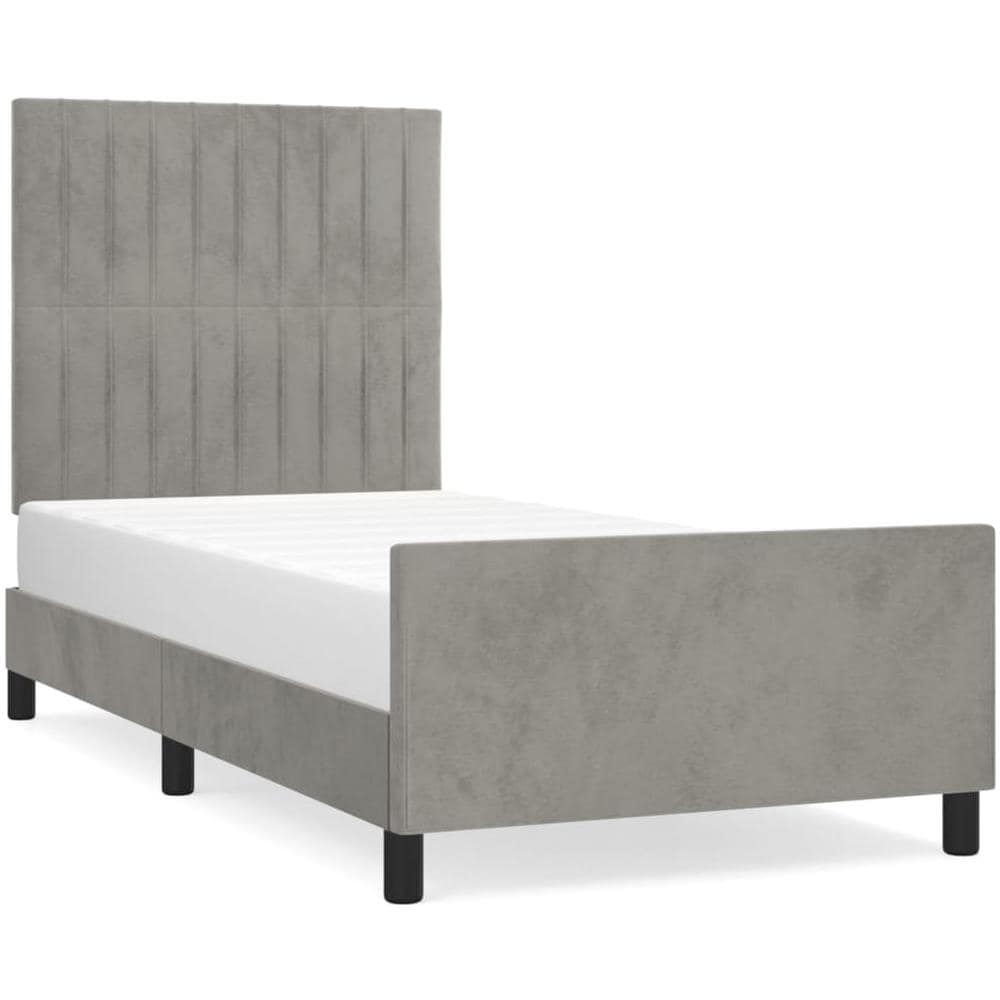 Giroletto Con Testiera Grigio Chiaro 100x200 Cm In Velluto - Foto 2