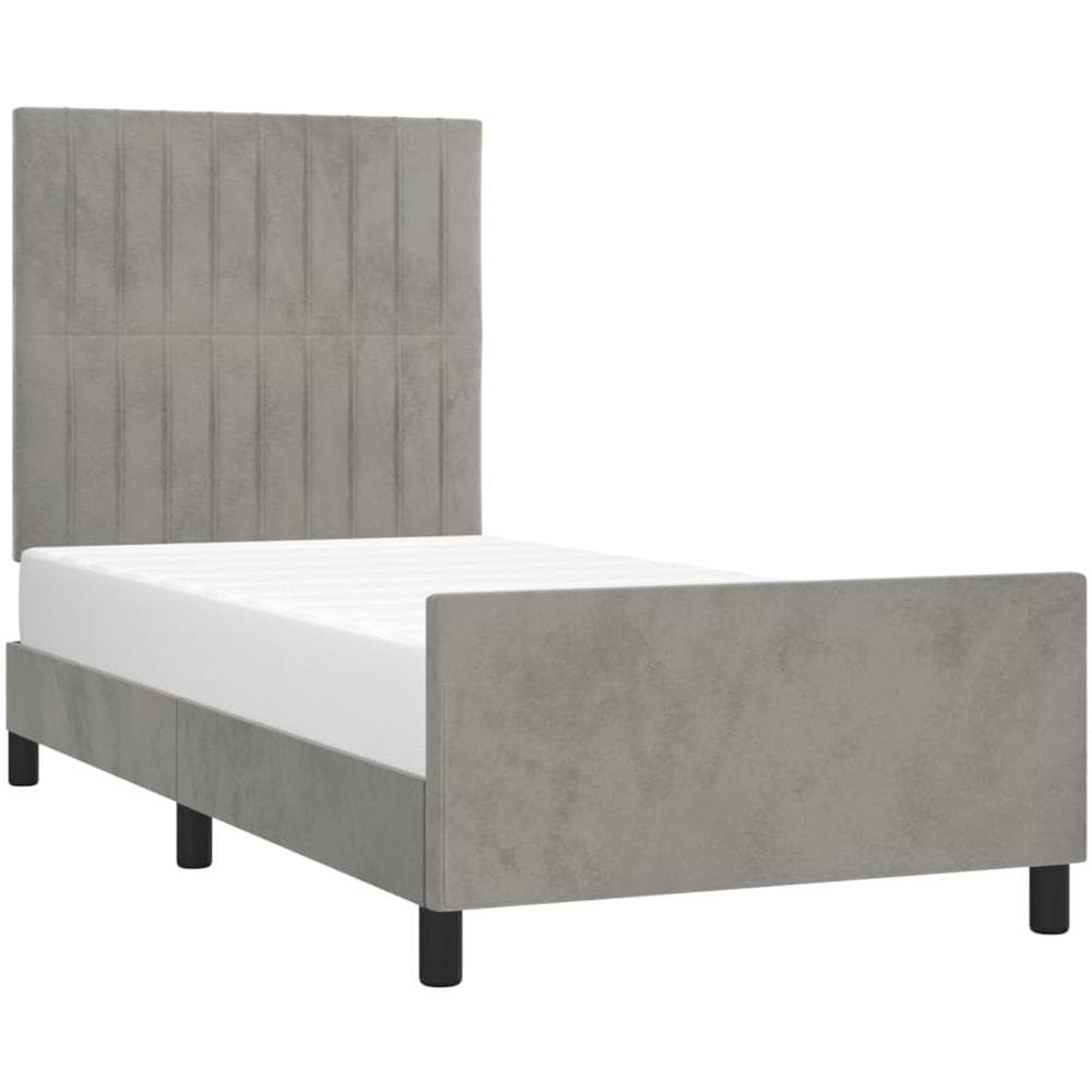 Giroletto Con Testiera Grigio Chiaro 100x200 Cm In Velluto - Foto 3
