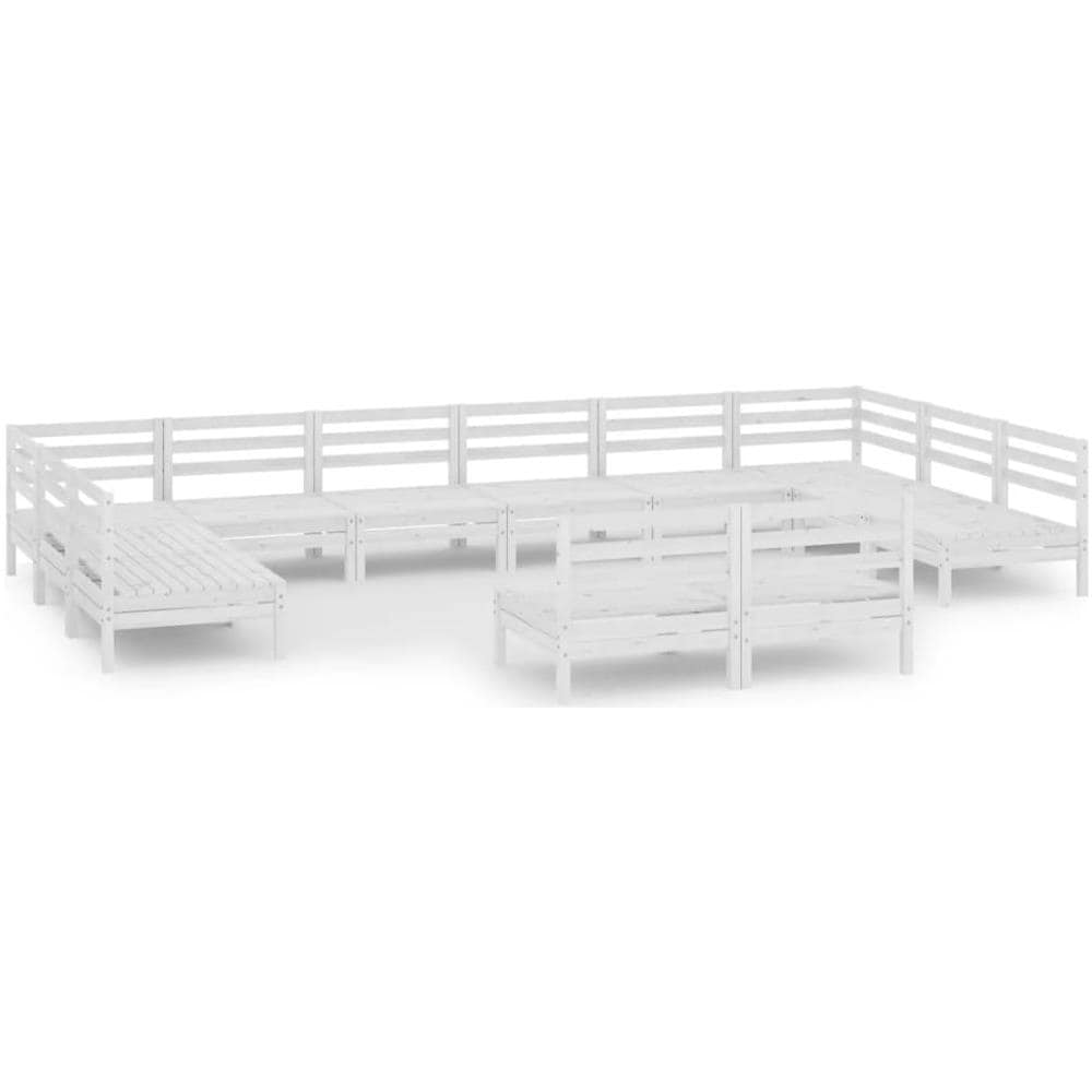 Set Divani Da Giardino 12 Pz Bianco In Legno Massello Di Pino - Foto 2