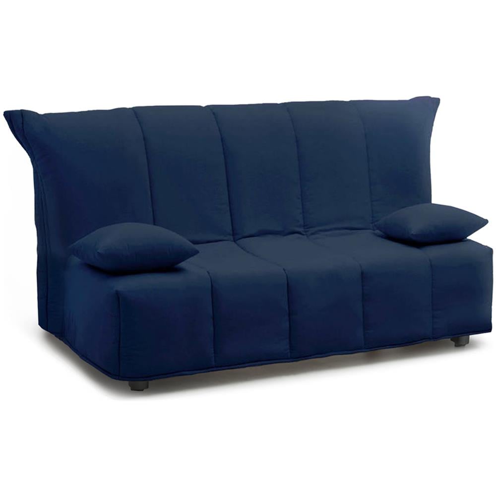 Divano Letto Alisee, Divano A 2 Posti, 100% Made In Italy, Sofà Soggiorno Con Apertura A Carrello, In Tessuto Imbottito, Con Cuscini Inclusi, Cm 125x90h85, Blu - Foto 2