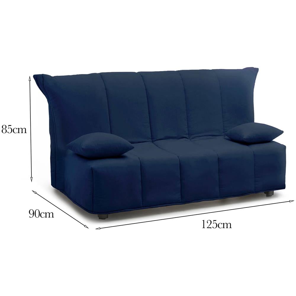 Divano Letto Alisee, Divano A 2 Posti, 100% Made In Italy, Sofà Soggiorno Con Apertura A Carrello, In Tessuto Imbottito, Con Cuscini Inclusi, Cm 125x90h85, Blu - Foto 4