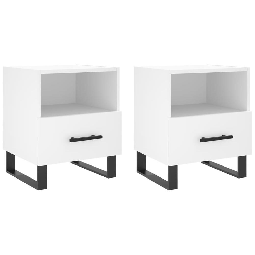 Comodini 2 Pz Bianchi 40x35x47,5 Cm In Legno Multistrato - Foto 2