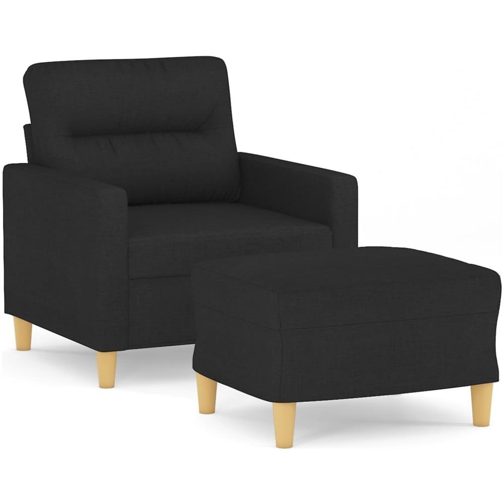 Poltrona Con Poggiapiedi Nero 60 Cm In Tessuto - Foto 1