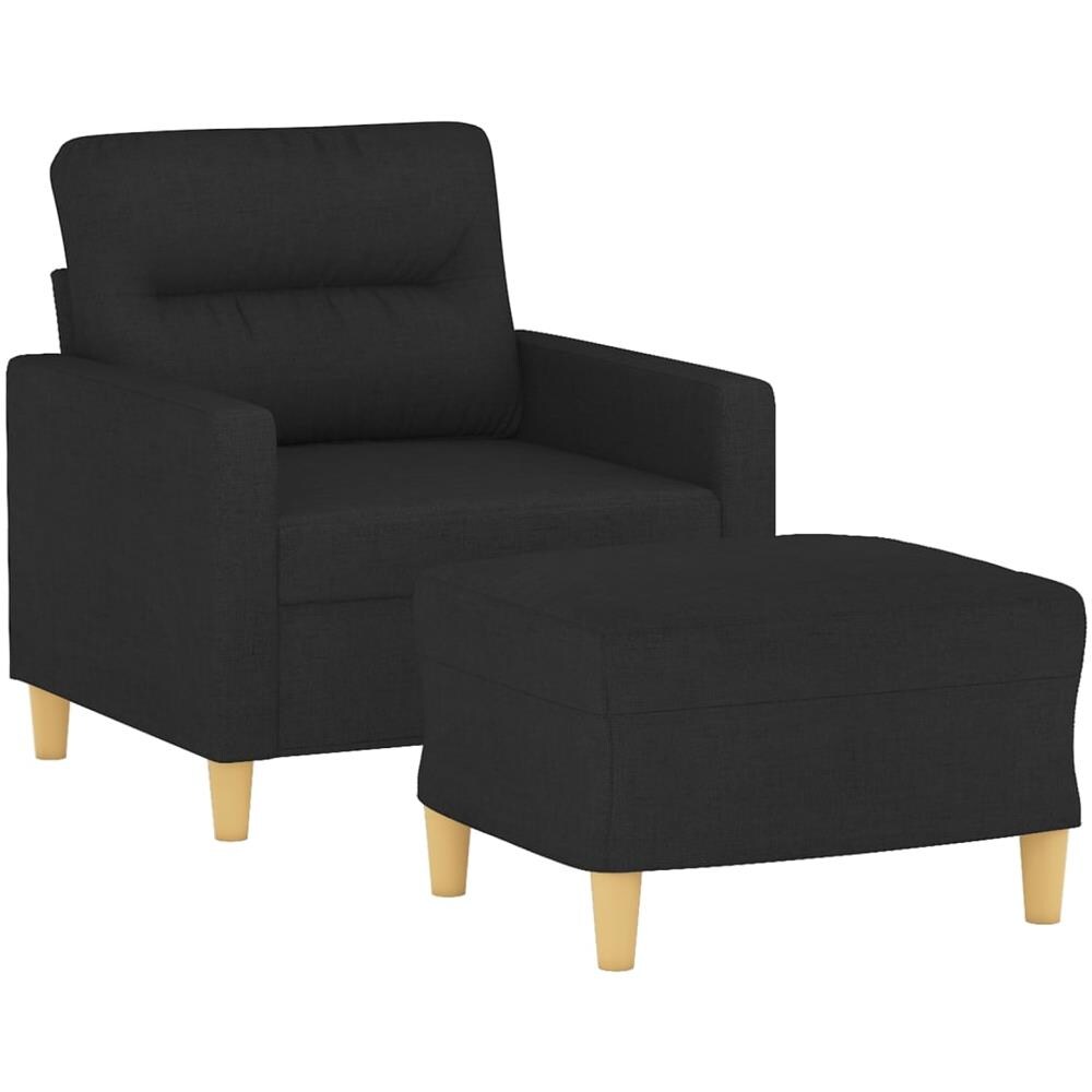 Poltrona Con Poggiapiedi Nero 60 Cm In Tessuto - Foto 2